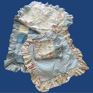 RAGS TO RICHES PILLOW SHAMS & ACCENT PILLOW COVERS Yellow & Blue Patchwork